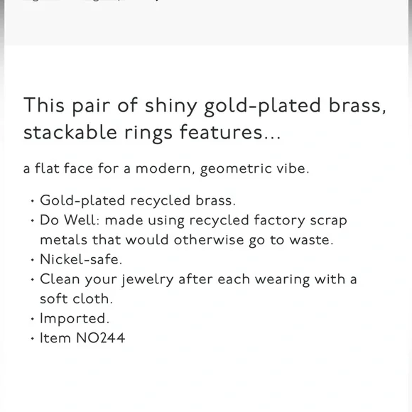 NWT Madewell Droplet Stacking Ring Set Gold Plated Brass Women’s Size 8 - Picture 2 of 8